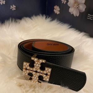 Tory Burch Black Belt with Iconic Logo